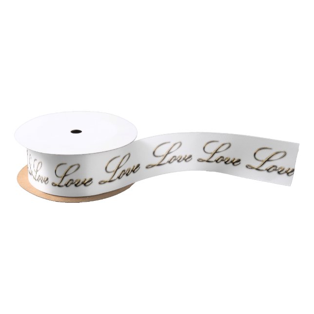 Golden Liebe White Wedding Ribbon Satinband (Spule)