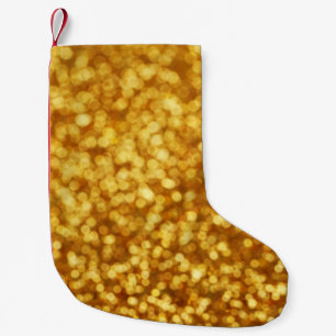 Golden Light Bokeh Abstrakter Hintergrund Kleiner Weihnachtsstrumpf