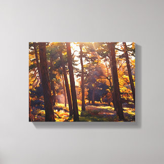 Golden Light Forest Oil Painting Leinwanddruck