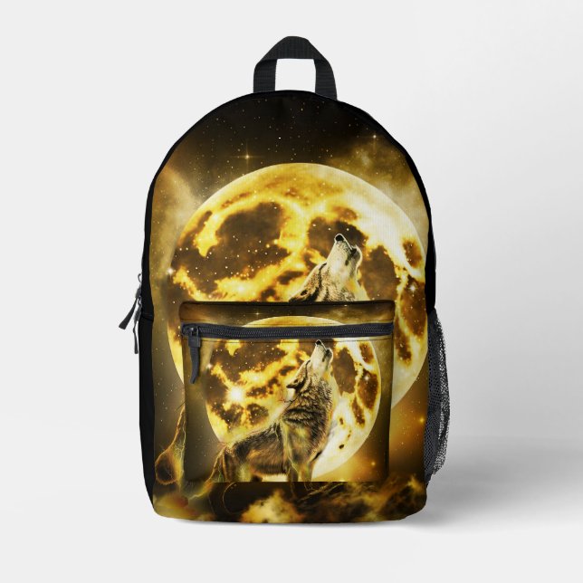 Golden Lightning Wolf Bedruckter Rucksack (Vorderseite)