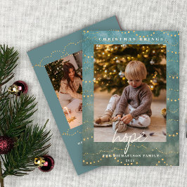 Golden Lights Bokeh Weihnachtskarte Foto Feiertagskarte