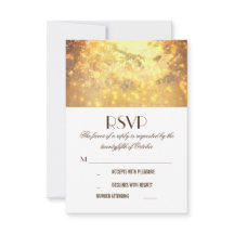 Golden Lights Tree Branches Wedding RSVP Karten