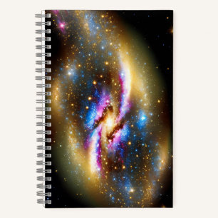 Golden Lila Blue Galactic Cosmos Sky Night Stars Notizbuch