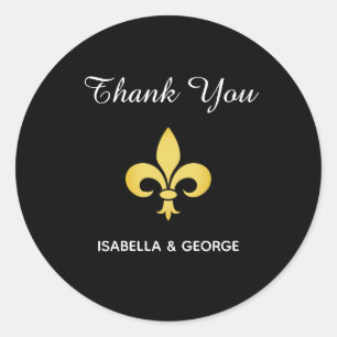 Golden Lilie auf Black Danke Classic Rou Runder Aufkleber