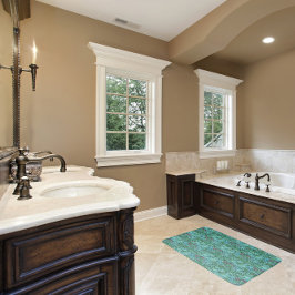 Golden Lilie Vintag florale Blume Blau Rosa Grün Badematte