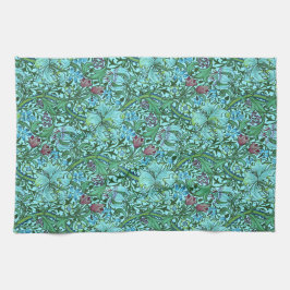 Golden Lilie Vintag florale Blume Blau Rosa Grün Geschirrtuch