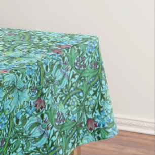 Golden Lilie Vintag florale Blume Blau Rosa Grün Tischdecke