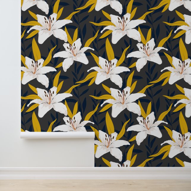 Golden Lily Elegance Tapete (Anwendung)