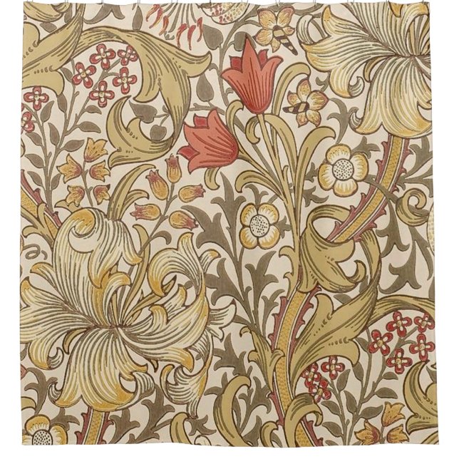 Golden Lily Muster Version 2 von William Morris Duschvorhang (Vorderseite)
