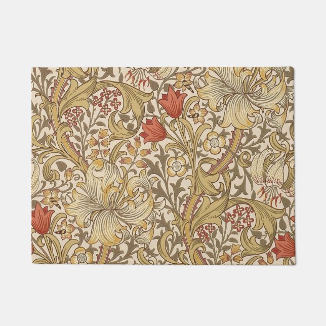 Golden Lily Muster Version 2 von William Morris Fußmatte (Vorderseite)