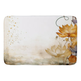 Golden Lily Serenity: Aquarellbraun Lilies Badematte