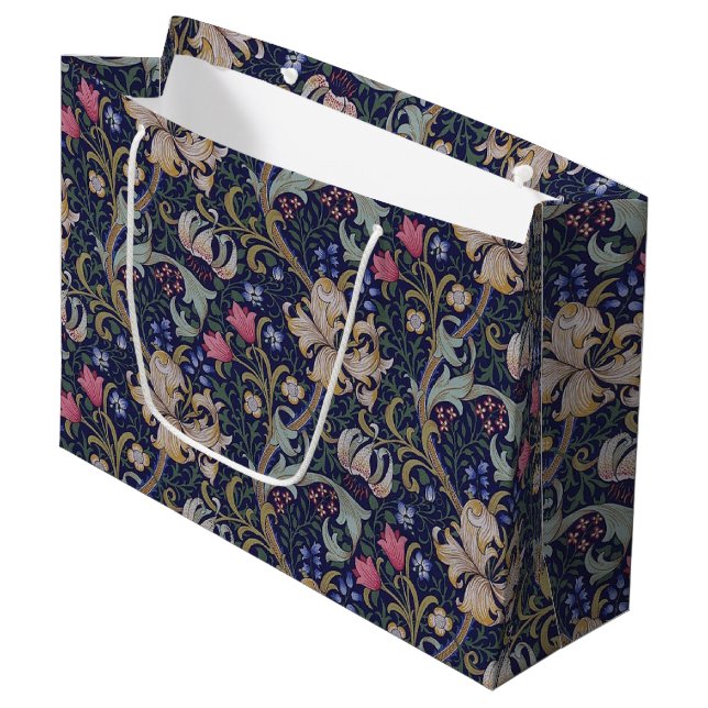 Golden Lily, William Morris große Geschenktasche Große Geschenktüte (Vorderseite Schrägansicht)