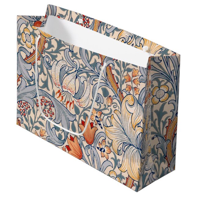 Golden Lily, William Morris große Geschenktasche Große Geschenktüte (Vorderseite Schrägansicht)
