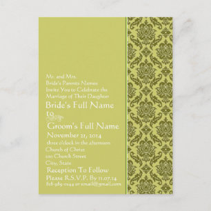Golden Limon Damask Einladung Postkarte