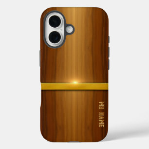 Golden Line Luxury Wood iPhone 16 Hülle