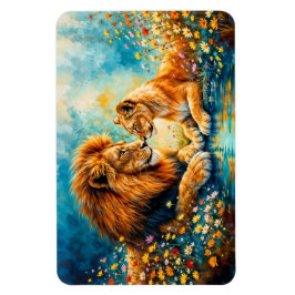 Golden Lion Bunte Wildblumen Magnet