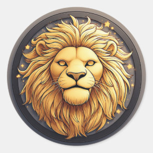 🦁 Golden Lion Cosmic Circle Aufkleber Geschenk