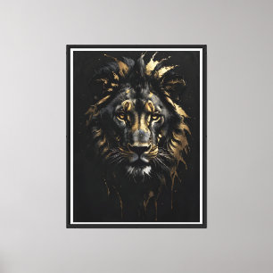 Golden Lion Kontur auf der schwarzen Leinwand - Ma