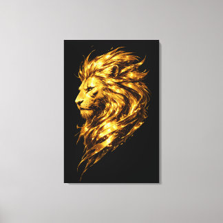 Golden Lion Legacy | Luxuriöser goldener Löwe auf Leinwanddruck