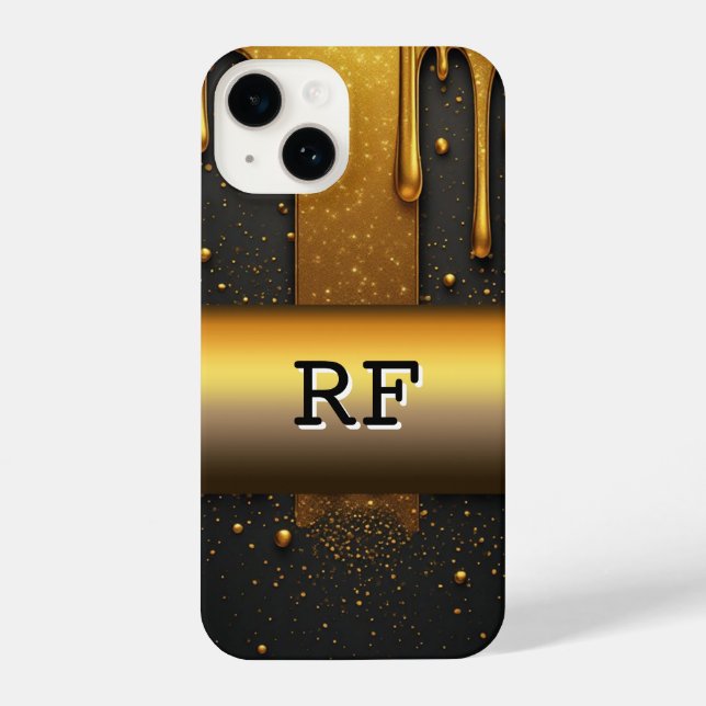 ✨ Golden Liquid Glam Funkelnder Glitter-Drip 💛👑 iPhone Hülle (Rückseite)