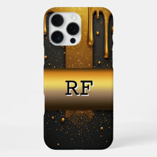 ✨ Golden Liquid Glam Funkelnder Glitter-Tropfen 💛 iPhone 16 Pro Max Hülle