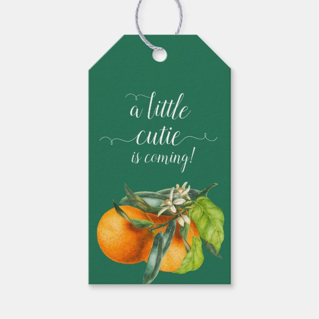 Golden Little Süsse Orange Babydusche Geschenkanhänger (Vorderseite)