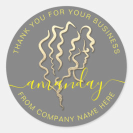 Golden Logo Name Grau gelb Haare Schönheit Vielen Runder Aufkleber