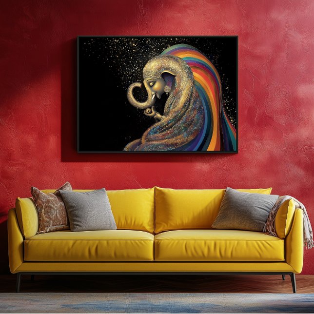 Golden Lord Ganesha Farbenfroher Regenbogen Gold S Poster (Von Creator hochgeladen)