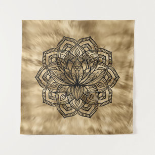 Golden Lotus Blume Mandala Wandteppich