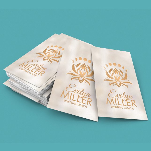 Golden Lotus Blume und Mondphasen Visitenkarte (Von Creator hochgeladen)