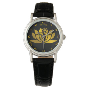 Golden Lotus Blume Yoga Medizin Cool Armbanduhr