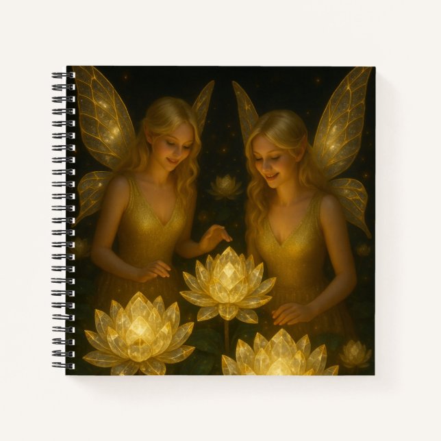 Golden Lotus Fairy Gift Magical Fantasy Notizbuch (Vorderseite)
