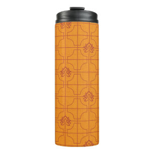 Golden Lotus Grid Pattern - The White Lotus Thermosbecher