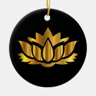 Golden Lotus Keramik Ornament