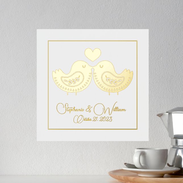 Golden Love Birds mit benutzerdefiniertem Text Foliendrucke (In Situ (Theke 2))