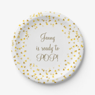 Golden Love Hearts Sie ist bereit zu platzen Baby Pappteller