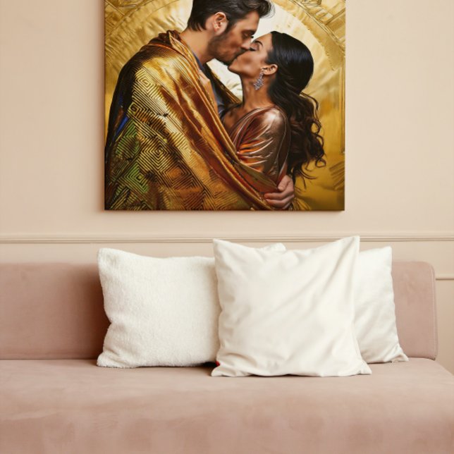 Golden Lovers Portrait ❤️ Klimt Inspiriertes Desig Leinwanddruck (Von Creator hochgeladen)