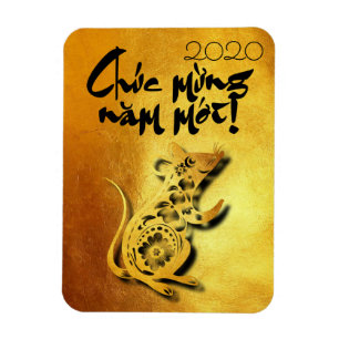 Golden Lunar Vietnamese Rat Jahr 2020 Magnet