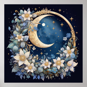 Golden Lunar Wreath Poster