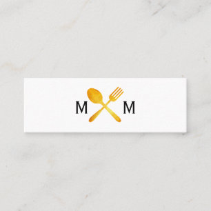 Golden Luxe Food Utensils Monogram Mini Visitenkarte