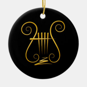 Golden Lyre Keramik Ornament