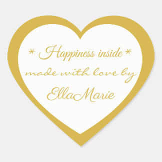 Golden Made with love by X, Custom Elegant Herz-Aufkleber