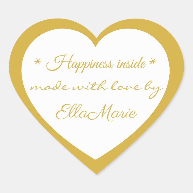 Golden Made with love by X, Custom Elegant   Herz-Aufkleber (Vorderseite)