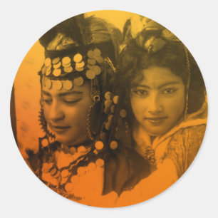 Golden Maghreb Ouled Naïl Berber Girl Female Frau Runder Aufkleber