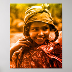 Golden Maghreb Tunesische Djerba Mädchen Frau Post Poster