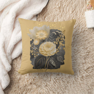 Golden Magical Floral Bouquet in Silver Frame Kissen
