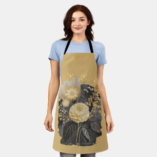 Golden Magical Floral Bouquet in Silver Frame Schürze