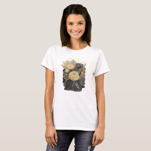 Golden Magical Floral Bouquet in Silver Frame T-Shirt