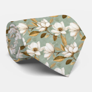 Golden Magnolia Floral Neck Tie Krawatte