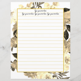 Golden Magnolia Floral Writer Paper